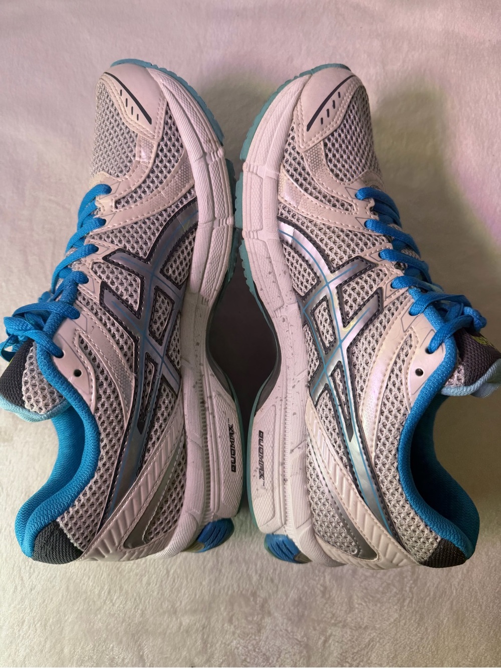 ASICS Women's White and Blue Athletic Running Shoe - Picture 8 of 10